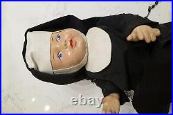 Rare Antique VINTAGE NUN DOLL with rosary, Hand-painted, very old and NICE