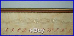Rare Antique Vtg 19th C Dated 1824 Whitework Sampler With Red Alphabet Very Nice