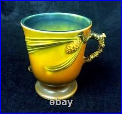 Rare Vintage Antique Roseville Pottery Brown Pine Cone Mug #960-4 VERY NICE