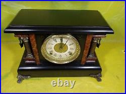 SERVICED ANTIQUE SESSIONS Black MANTEL CLOCK. Very nice condition early 1900's