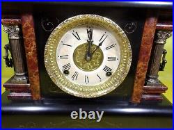 SERVICED ANTIQUE SESSIONS Black MANTEL CLOCK. Very nice condition early 1900's