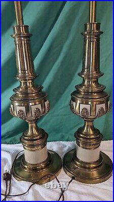 STIFFEL Hollywood Regency Tall Table Lamps with Shades, Set of 2 VERY NICE
