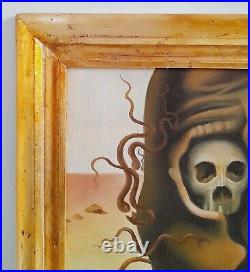 Salvador Dali Antique Oil On Canvas 1965 With Frame In Golden Leaf Very Nice