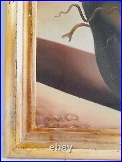 Salvador Dali Antique Oil On Canvas 1965 With Frame In Golden Leaf Very Nice