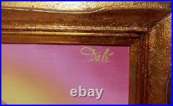 Salvador Dali Antique Oil On Canvas 1968 With Frame In Golden Leaf Very Nice