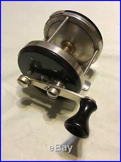 Scarce Meisselbach Free Spool Surf Reel With Leather Case Very Nice Lot P-6