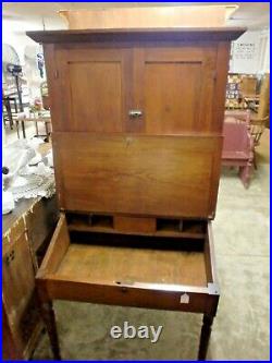 Schoolmaster's Early Walnut Lift Front Desk Hutch Very Nice! 2 Piece