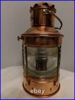 Sealine Anchor Copper Maritime Boat Oil Lantern Very NICE! EXCELLENT