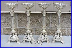 Set of 4 Very Nice Antique Silver Plated Altar Candlesticks (CU541) chalice co