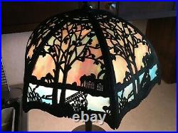 Signed Miller Slag Glass Table Lamp Very Nice ML Co. 233