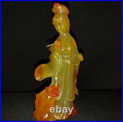 Stunning Antique Chinese Hand Carved Carnelian Agate Woman Sculpture Very Nice