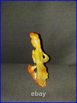 Stunning Antique Chinese Hand Carved Carnelian Agate Woman Sculpture Very Nice