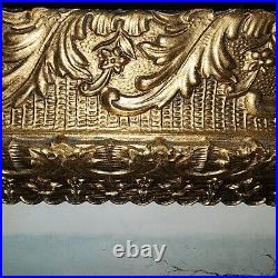 Stunning Fine Detail Antique Ornate Gold Wood Picture Frame 4 wide Very Nice