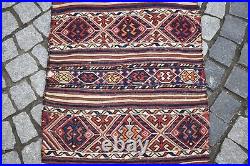 Terrific Antique Anatolian Yuncu Chuval Collector Piece Sumak Kilim Chuval Bag