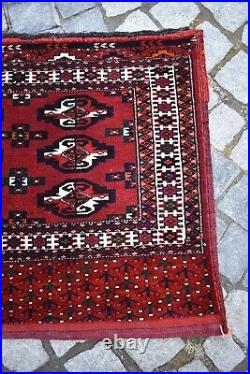 Terrific Antique Tribal Yomud Chuval Rug 50'' x 26'' Turkoman Tribal Chuval Rug