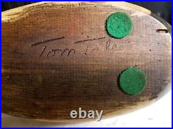 Tom Taber Carved Older Wood Duck Signed Very Nice Decoy