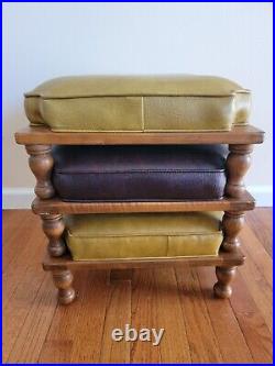 Trio Ethan Allen Mid Century Stack Stools Ottomans. Very Nice Condition. MCM