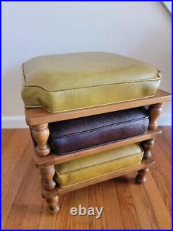 Trio Ethan Allen Mid Century Stack Stools Ottomans. Very Nice Condition. MCM