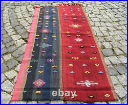 Turkish Rug 32'' x 63'' Vintage Anatolian Embroidered Cicim Rug Organic Wool Rug