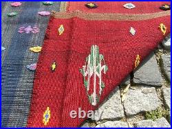Turkish Rug 32'' x 63'' Vintage Anatolian Embroidered Cicim Rug Organic Wool Rug
