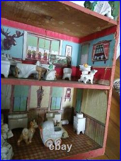 VERY HTF! 1890 Victorian DUNHAM COCOANUT Crate DOLLHOUSE! NICE COND FULL LITHOS