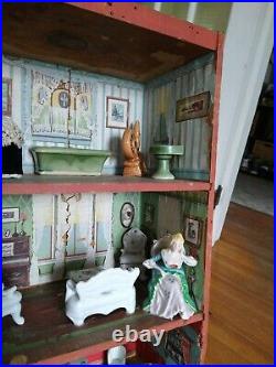 VERY HTF! 1890 Victorian DUNHAM COCOANUT Crate DOLLHOUSE! NICE COND FULL LITHOS