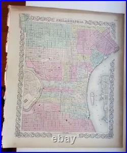 VERY NICE 1856 Colored Map PHILADELPHIA Colton's Atlas Of The World