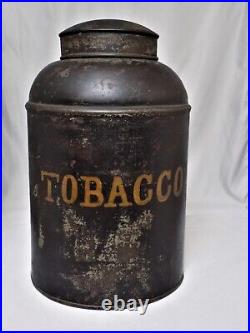 VERY NICE 19th CENTURY ANTIQUE TOLE TOBACCO TIN GREAT PATINA GOOD CONDITION