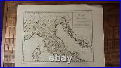VERY NICE, ANTIQUE Hand Colored map of Ancient Italy P. Tardieu, c. 1790