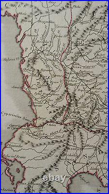 VERY NICE, ANTIQUE Hand Colored map of Peloponese (Greece) P. Tardieu, c. 1790