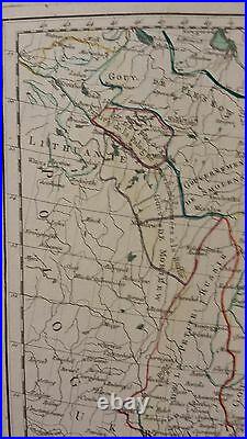 VERY NICE, ANTIQUE Hand Colored map of Russia, South. Part P. Tardieu, c. 1790