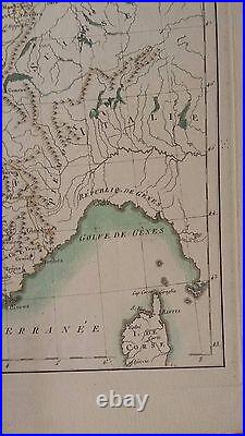VERY NICE, ANTIQUE Hand Colored map of the France P. Tardieu, c. 1790