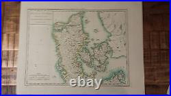 VERY NICE, ANTIQUE Hand Colored map of the King. Of Denmark- P. Tardieu, c. 1790