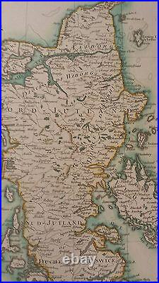 VERY NICE, ANTIQUE Hand Colored map of the King. Of Denmark- P. Tardieu, c. 1790