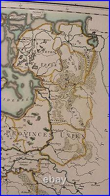 VERY NICE, ANTIQUE Hand Colored map of the Netherlands P. Tardieu, c. 1790