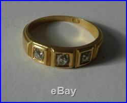 VERY NICE ANTIQUE VICTORIAN 18CT SOLID GOLD DIAMOND 3 THREE STONE RING 4.2g