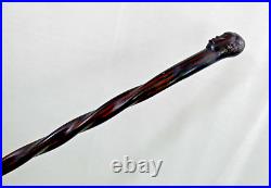 VERY NICE ANTIQUE WALKING CANE STICK CARVED EXOTIC WOOD Black Americana