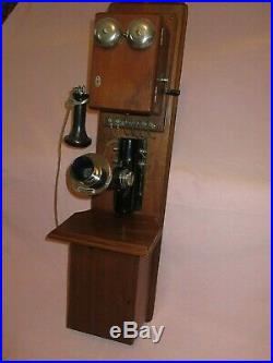 VERY NICE ANTIQUE WESTERN ELECTRIC WALNUT TYPE 21 TWO BOX WALL TELEPHONE phone