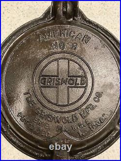 VERY NICE Antique 1908 GRISWOLD AMERICAN No. 8 WAFFLE IRON Cast Iron With Base