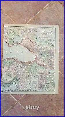 VERY NICE Antique Colored MAP/GRAY'S RUSSIA The National Atlas 1893