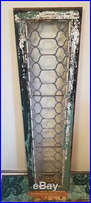 VERY NICE Antique Rectangular Leaded Glass Window Unusual Design Floral Transom