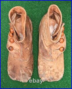 VERY NICE Early Old Antique 1890's 1900's Child's Leather Button Shoes Boots