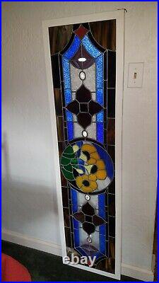VERY NICE LARGE VINTAGE STAINED GLASS WINDOW 1960s