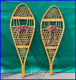 VERY NICE SNOWSHOES 42x14 Snow Shoes LEATHER BINDINGS W@W