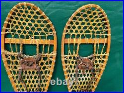 VERY NICE SNOWSHOES 48x14 + Leather Bindings VINTAGE SNOW SHOES