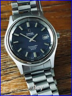 VERY NICE VINTAGE 38mm OMEGA SEAMASTER COSMIC 2000 AUTOMATIC BLUE DIAL