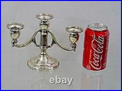 VERY NICE VINTAGE STERLING SILVER 3 LIGHTS SMALL CANDELABRA CANDLESTICK American
