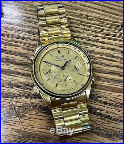 VERY NICE Vintage 1987 Seiko 7A28-7029 Gold Plated Chronograph Men's Watch