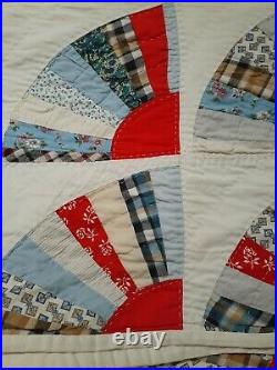 VERY NICE Vintage FAN QUILT Hand Stitched & Hand Quilted, Cotton