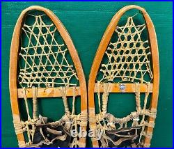 VERY NICE Vintage PICKEREL SNOWSHOES 45x10 with LEATHER BINDINGS Snow Shoes L@@K